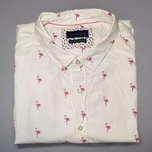 Gentlemens Outfitters Shirt Mens 2XL White Flamingo Button Up Beach Vacation